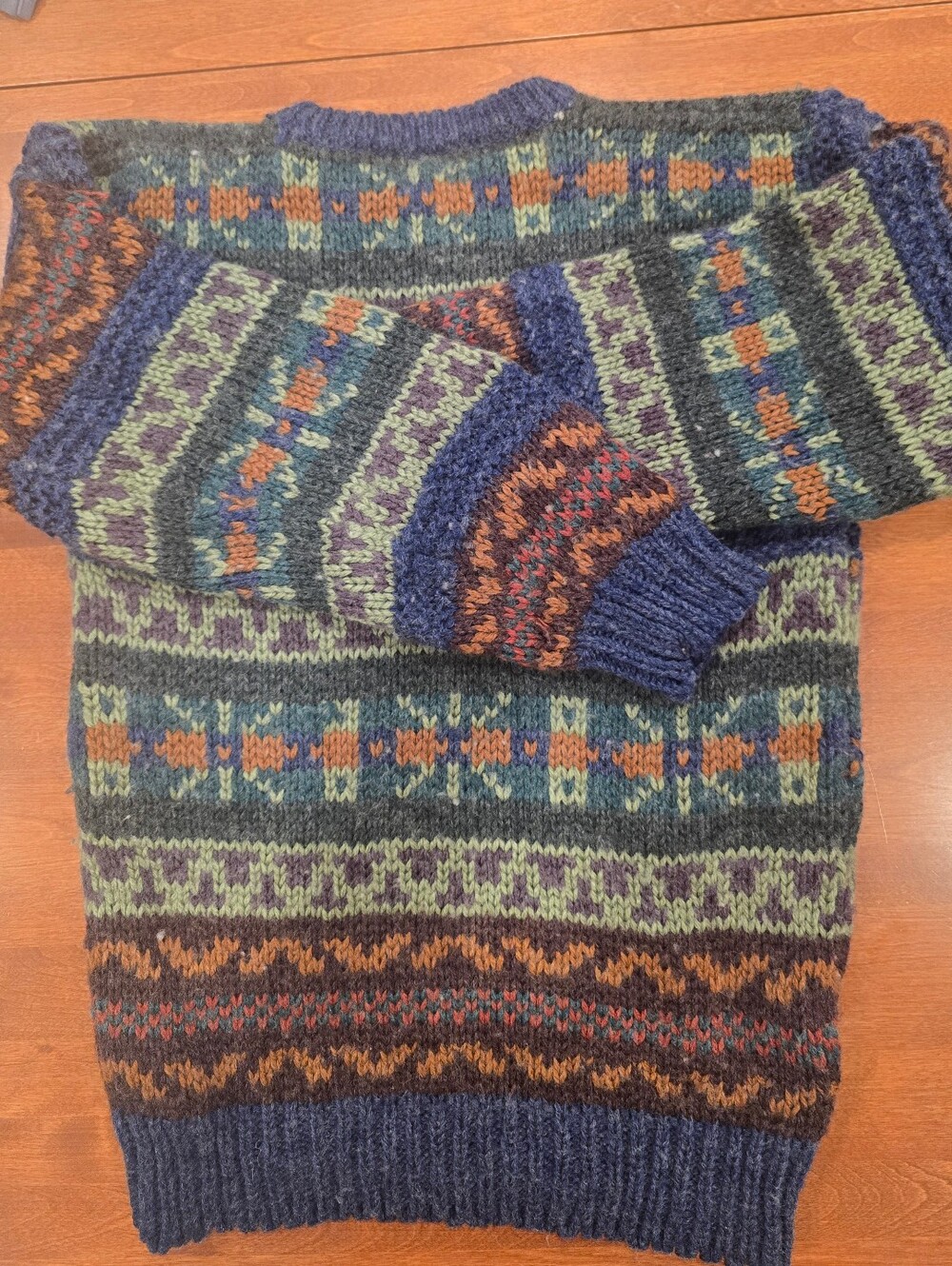 Vintage 90s Cambridge classics Fair Isle western Crewneck sweater Medium - Picture 2 of 6
